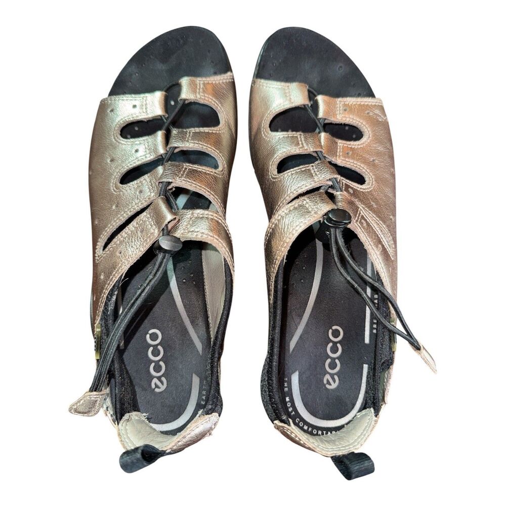 Ecco Soft 5 Toggle Elastic Gold Slingback Sandals Shoes Women's US 10-10.5 EU 41